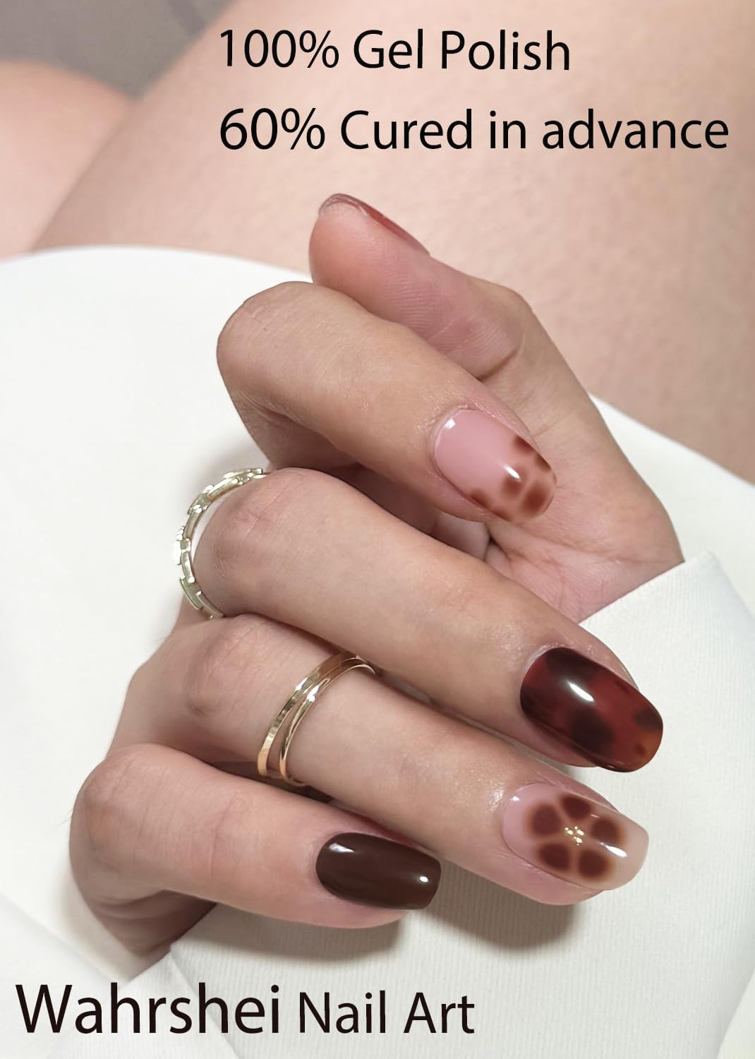 Semi Cured Gel Nail Strips, Khaki Leopard 20pcs Adhesive UV Sticker, Wraps for Home Manicure DIY