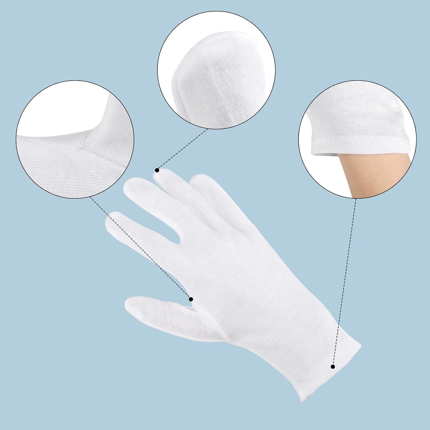 5 Pairs Archival Photo Gloves, White X-Large Work Gloves For Handling Art Working Photography Men & Womens Cloth Gloves Liners Bulk for Handling Jewelry, Film, Photo, Coin Metal Inspection