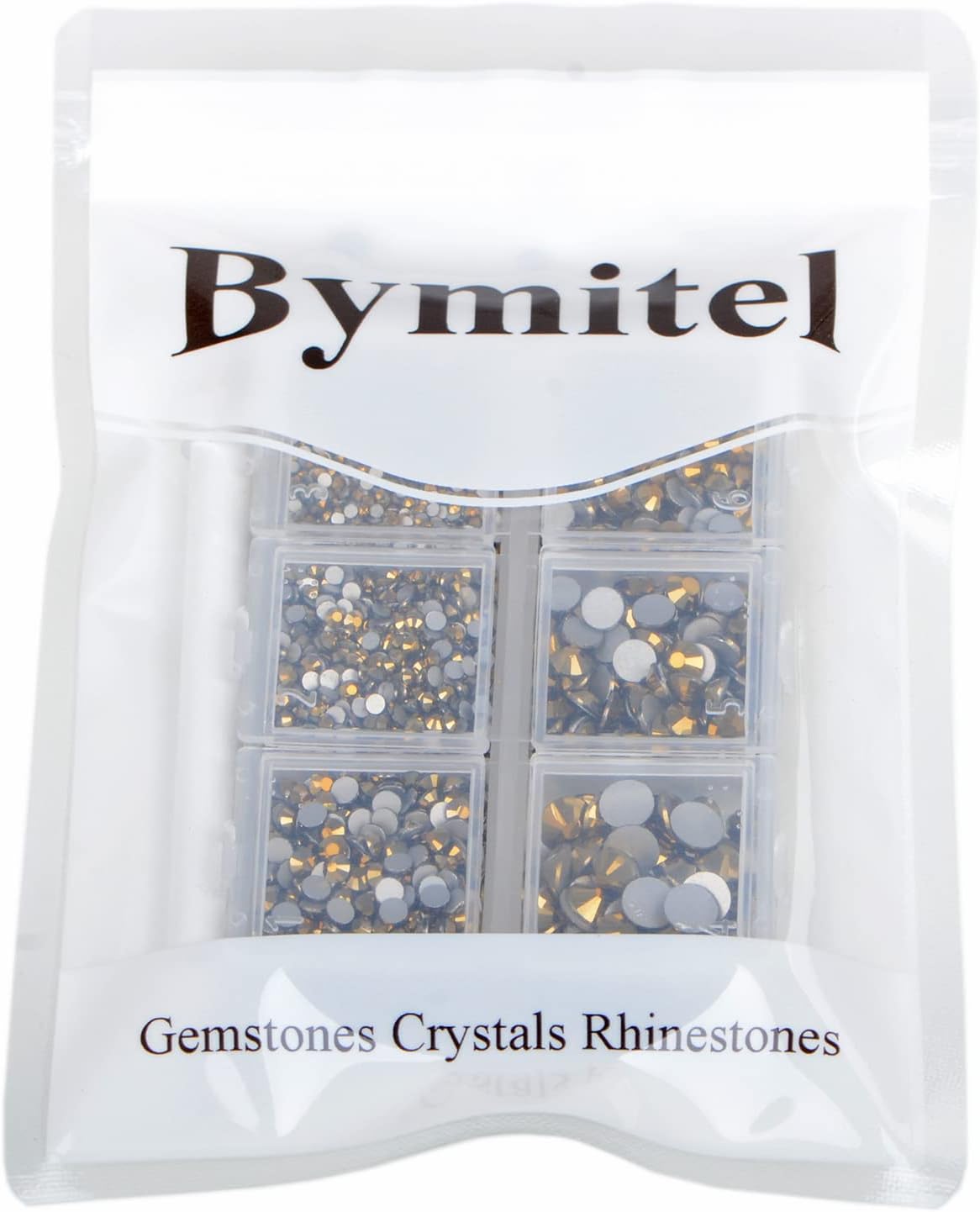Bymitel 5000 Pieces 6 Mixed Sizes Glue Fix on Glass Rhinestones Round Crystal Gems Flatback for DIY Jewelry Making with one Picking Pen (6-Sizes 5000PCS, Aurum)