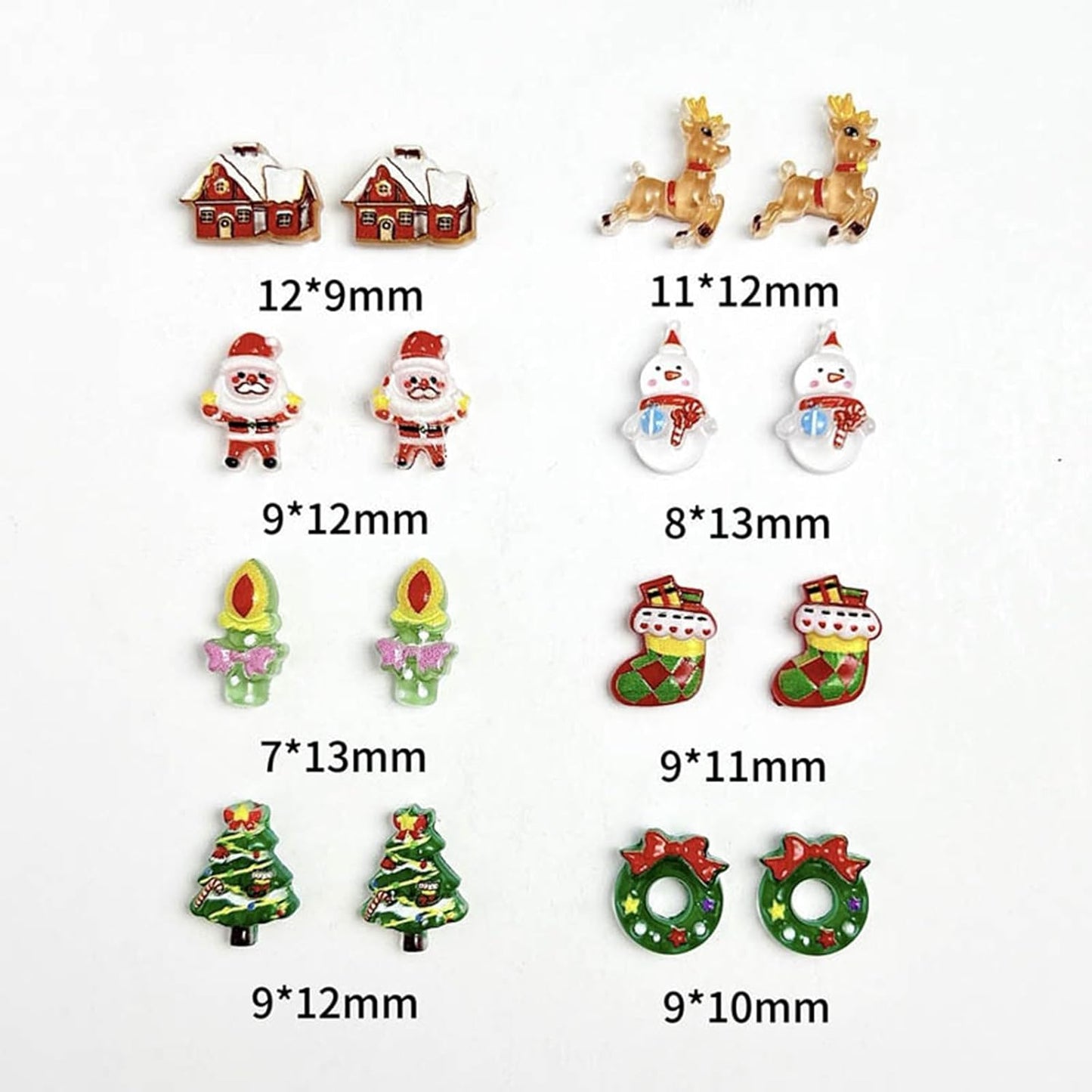 50Pcs Christmas Resin Nail Art Charms 3D Mixed Xmas Tree Santa Claus Nail Charms Cartoon Elk Bells Snowman Sock Candle House Nail Art Rhinestones Small Cartoon Nail Jewelry DIY Nail Decor