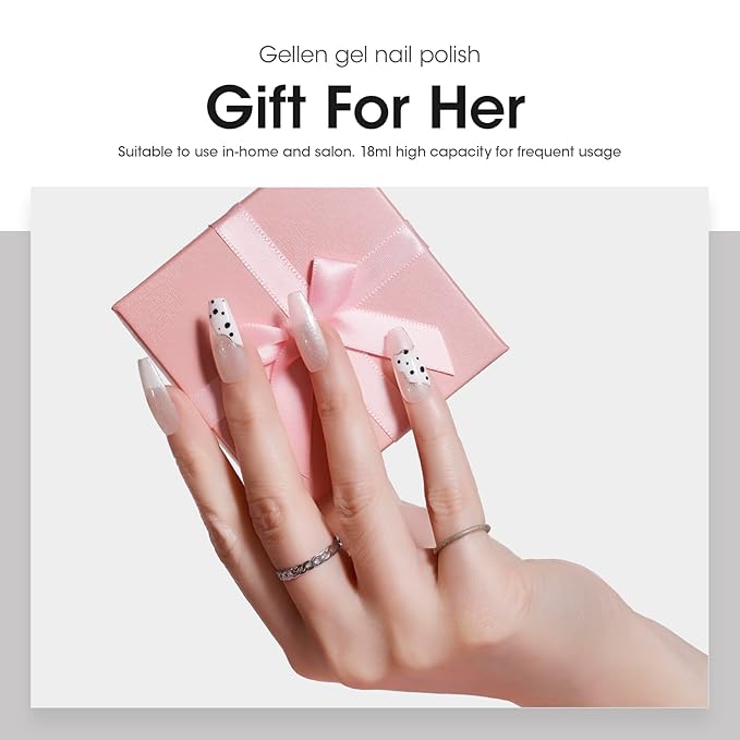GELLEN Jelly Gel Nail Polish, Glitter White Gel Polish Sparkle White Nail Polish for Gift Soak off LED Nails Manicure Kit for Salon Home, 18ml 0.61 Fl.oz