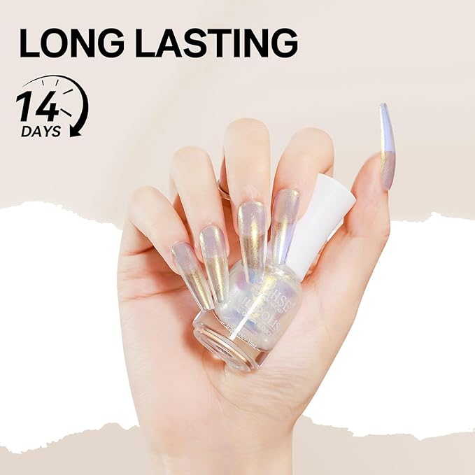 MIZHSE Aurora Purple Nail Polish, Quick Dry Shimmer Nail Polish, Air Fast Drying Mermaid Regular Nail Lacquer Not Gel Oil-based Nail Art Manicure Home DIY