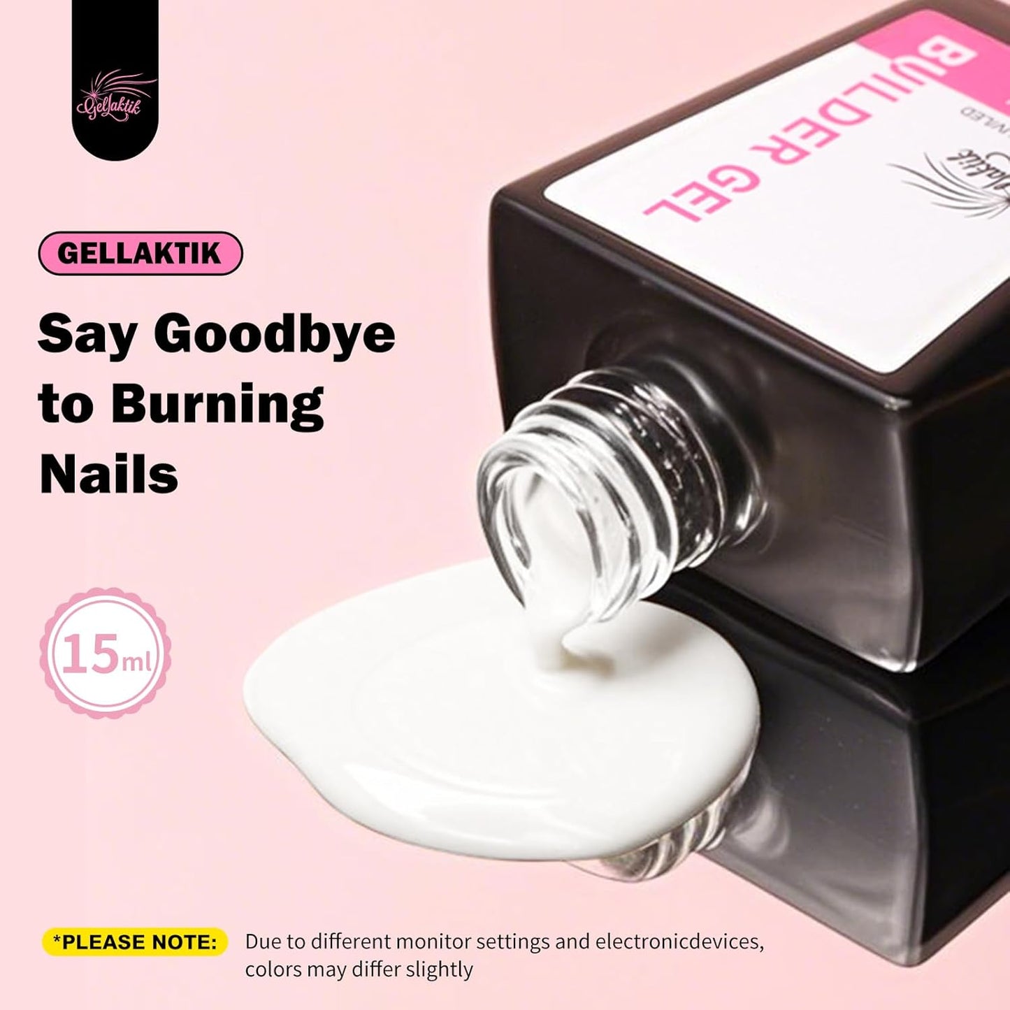 Builder Gel for Nails, 15ml 7 in 1 Builder Gel Nail Polish, LED Lamp Cured for Clear Rubber Base & Strengthener Extensions, Thickening, Repair, Salon-Quality DIY Manicure (White)