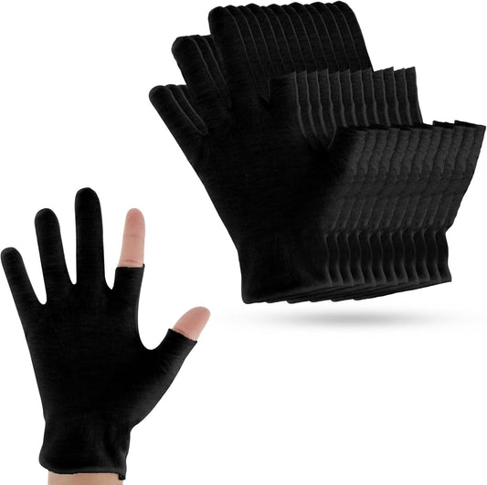 6 Pairs Moisturizing Cotton Gloves Touchscreen Overnight Sleeping Gloves Lightweight Nighttime Lotion Gloves for Bedtime Dry Hand Therapy Sensitive Irritated Skin SPA (Black)