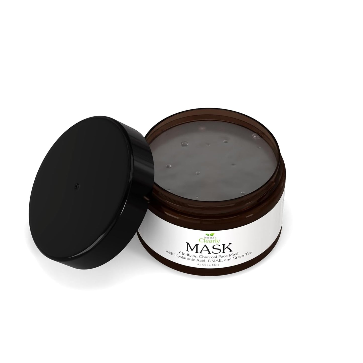 Isabella's Clearly MASK, Deep Pore Cleansing Charcoal Face Mask with Anti Ageing Hyaluronic Acid | Natural Skin Care for Wrinkles, Blackheads, Large Pores, Acne | Includes Applicator Brush