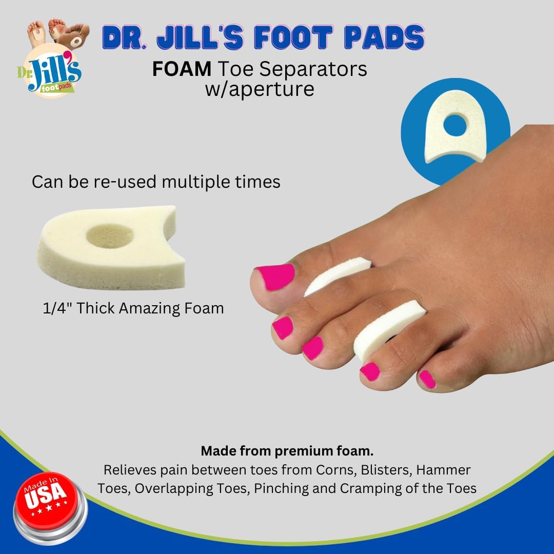 Dr. Jill's Foot Pads, YJ26-3052, Toe Separator Pad 1/4" Foam (50 Pack)