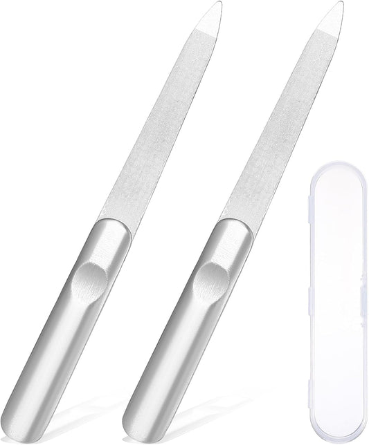 Stainless Steel Diamond Nail File,Double Sided Metal Fingernail Files for Women for Natural Nails Manicure Pedicure