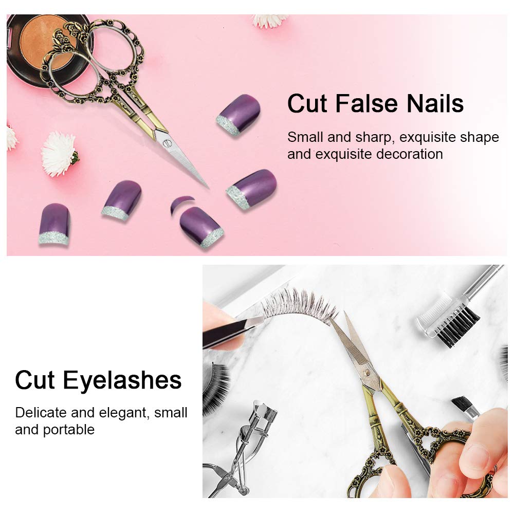 Professional Manicure Scissors, EBANKU Vintage Stainless Steel Cuticle Precision Beauty Grooming for Nail, Facial Hair, Eyebrow, Eyelash, Nose Hair (Bronze)