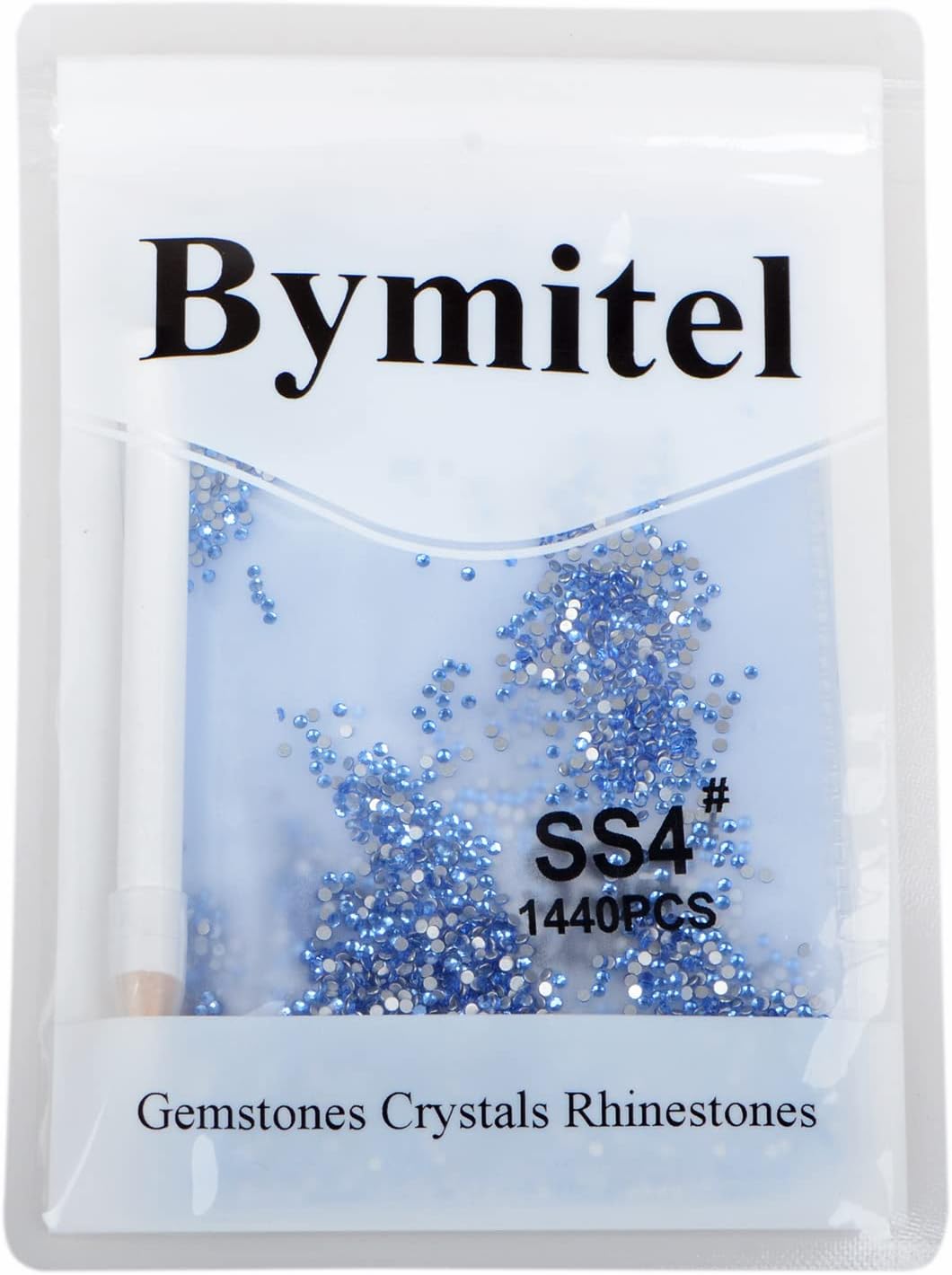 2880PCS Art Nail Rhinestones Non Hotfix Glue Fix Round Crystals Glass Flatback for DIY Jewelry Making with one Picking Pen (ss4 2880pcs, Lt. Sapphire)