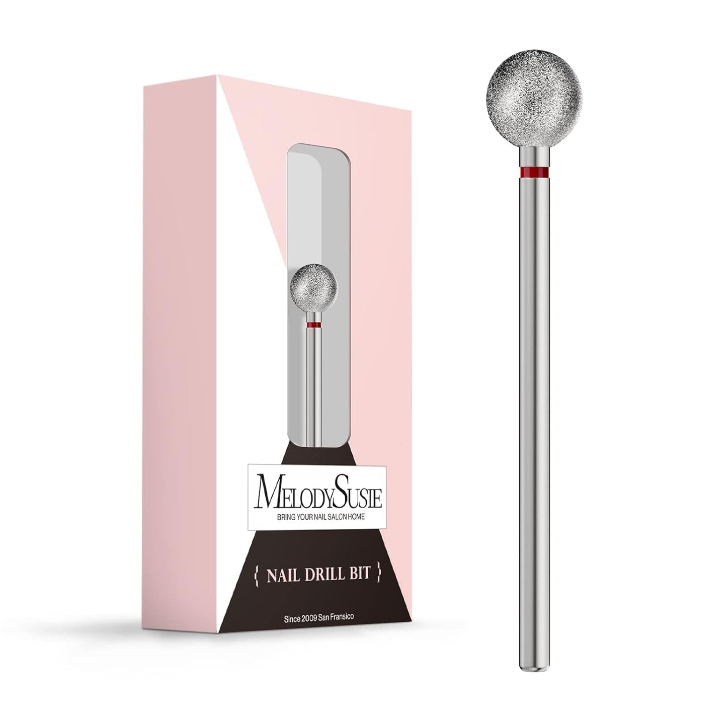 MelodySusie 7mm Ball Shape Cuticle Clean Nail Drill Bit 3/32'', Professional Safety Carbide Diamond Under Nail Cleaner for Cuticle Dead Skin Nail Prepare, Beginners Bits, Series Bit-S, Fine