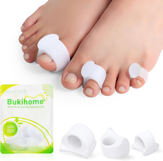 Bukihome Gel Toe Separators for Women -10 Pack Toe Spacers for Overlapping Toes, Bunions, Big Toe Alignment, Bunion Relief - Soft Silicone Toe Corrector for Men (Multi-Size)