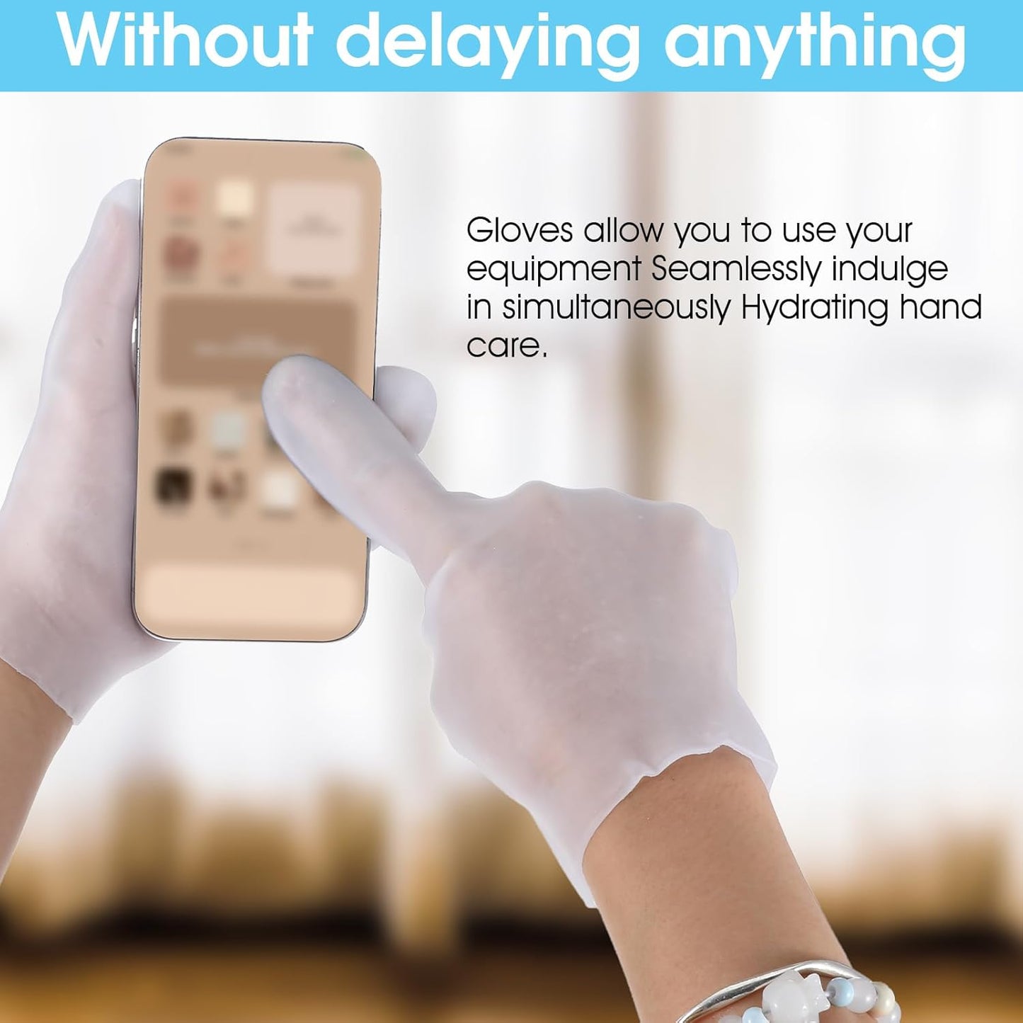Silicone Gloves for Dry Hands Moisturizing Hand Gloves Overnight Touchscreen Compatible Soft Gel Spa Hydrating Gloves Reusable Hand Masks for Men and Women Repairing Dry Cracked Aging Hands