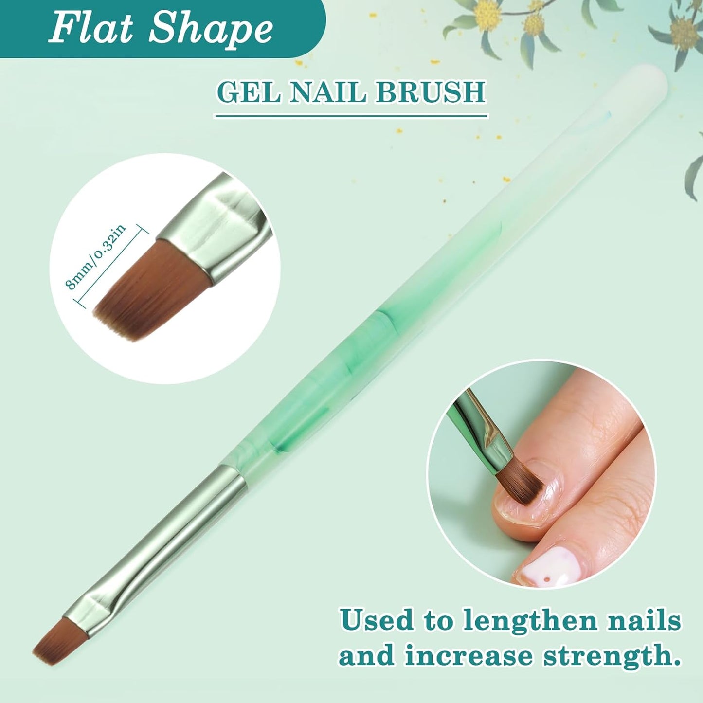 3PCS Nail Clean Up Brushes for OPI Nail Polish Remover, Brushes for Cleaning Polish Mistakes on the Cuticles, Acetone Resistant Nail Brush for Nail Art and Designs（Jade Green ）
