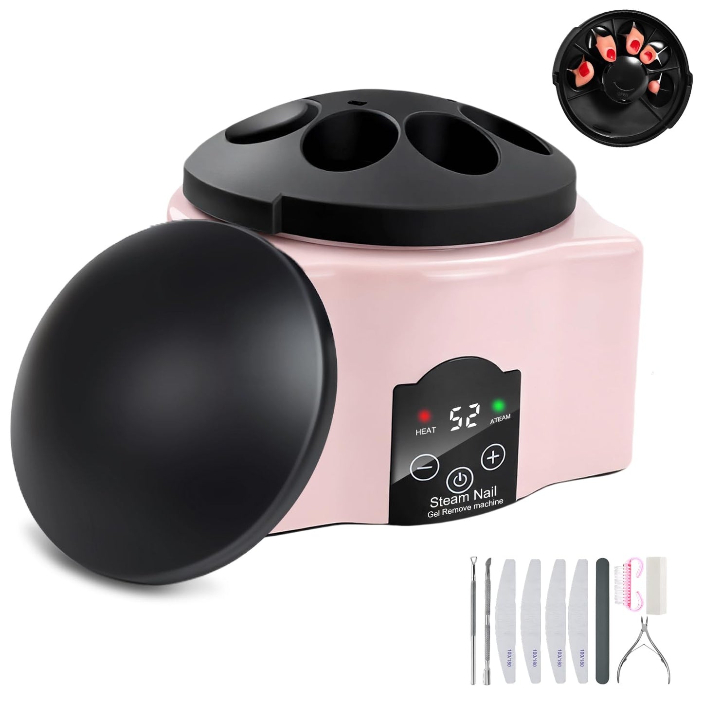 Nail Soaking Bowl with Nail Care Kit, Abnaok Gel Nail Polish Remover Machine Nail Steamer Remover Gel Polish Removal Electric Acrylic Nail Remover Soak off Bowl for Salon Home