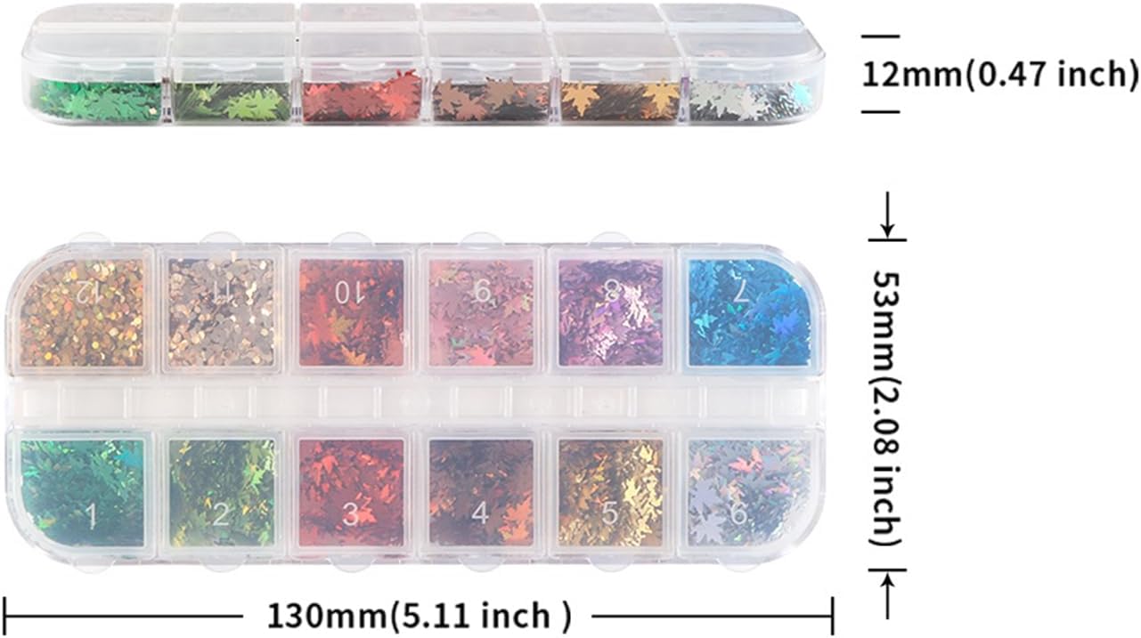 Maple Leaf Glitter Nail Sequins Fall Maple Leaves Glitter for Nails Holographic Laser Fall Nail Art Design Supplies 3D Autumn Glitters Flakes Decor
