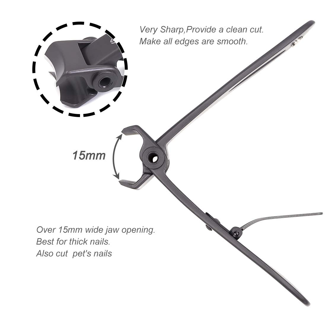 SZQHT Ultra Wide Jaw Opening Toenail Clippers Nail Clippers for Thick Nails Cutter for Ingrown Manicure Set,Pedicure Kit,Men & Women (Gray)