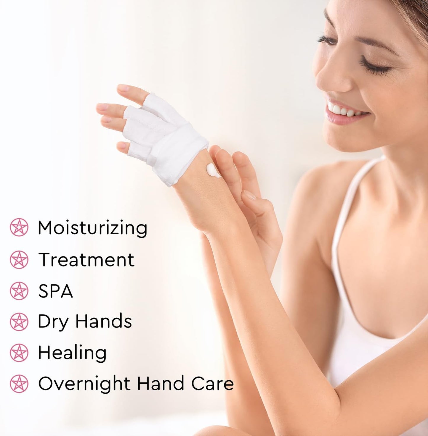 4 Pairs White Cotton Gloves - Fingerless Design 100% Pure Cotton Moisturizing Gloves - One Size Fits Most, Eczema Gloves for Dry Hands
