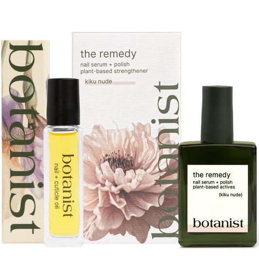 Botanist Nail Rescue Kit | Nail Strengthening Polish + Growth Serum | Grow and Strengthen Nails Damaged from Acrylics, Dip, and Gel Manicures | Non-Toxic, 84% Plant Based, 21-Free & Vegan (Nude)