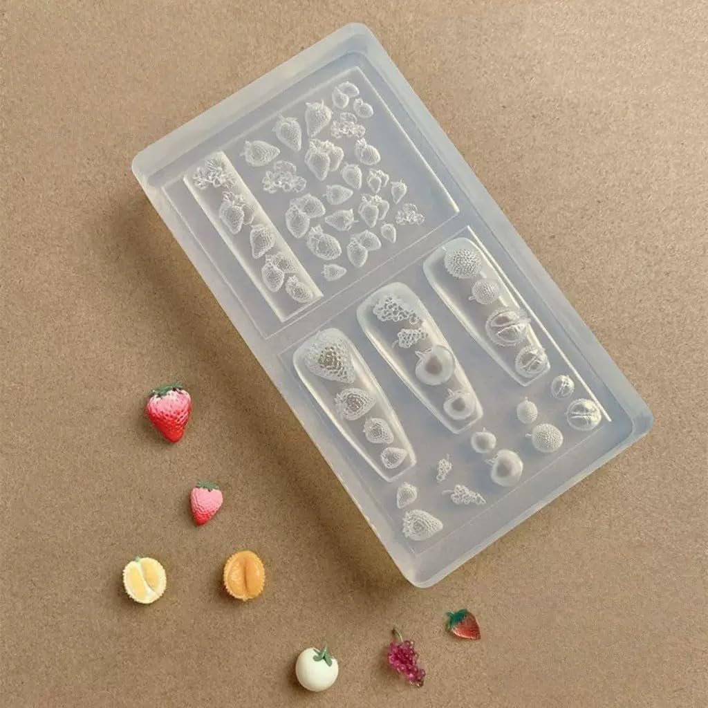 1 Pcs Strawberry Fruit Silicone Nail Art Molds for Women Resin Nail Design