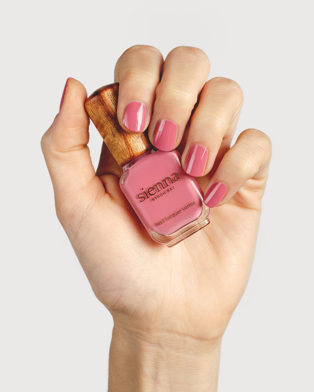 Sienna Byron Bay Blossom Mid-Tone Pink Natural Nail Polish, Long-Lasting, Vegan & Cruelty-Free, 10ml – .34 fl oz.