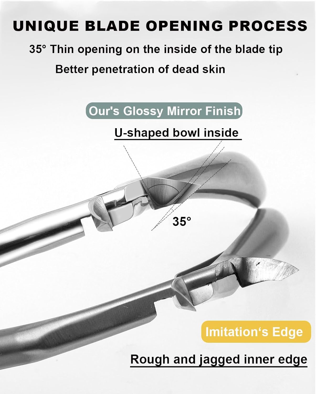 Cuticle Nippers, Professional Accurate Fast Sharp Small Jaw Cuticle Cutters, Nail Cuticle Cutting Pliers, Nail Dead Skin Remover Tool,Stainless Steel Cuticle Trimmer, Silver, Jaw 3mm