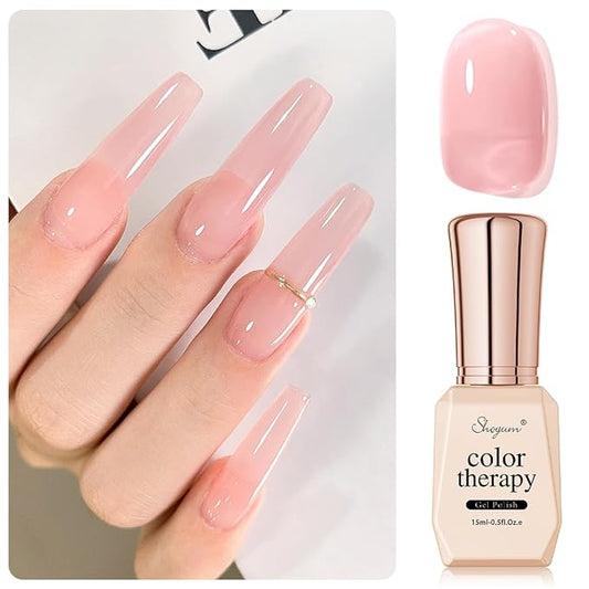 Jelly Sheer Gel Nail Polish, 1 Pcs 15ml Light Purple Nude Gel Polish Color Soak Off UV LED Gel Polish Nail Art Design Manicure Salon DIY Gel X06