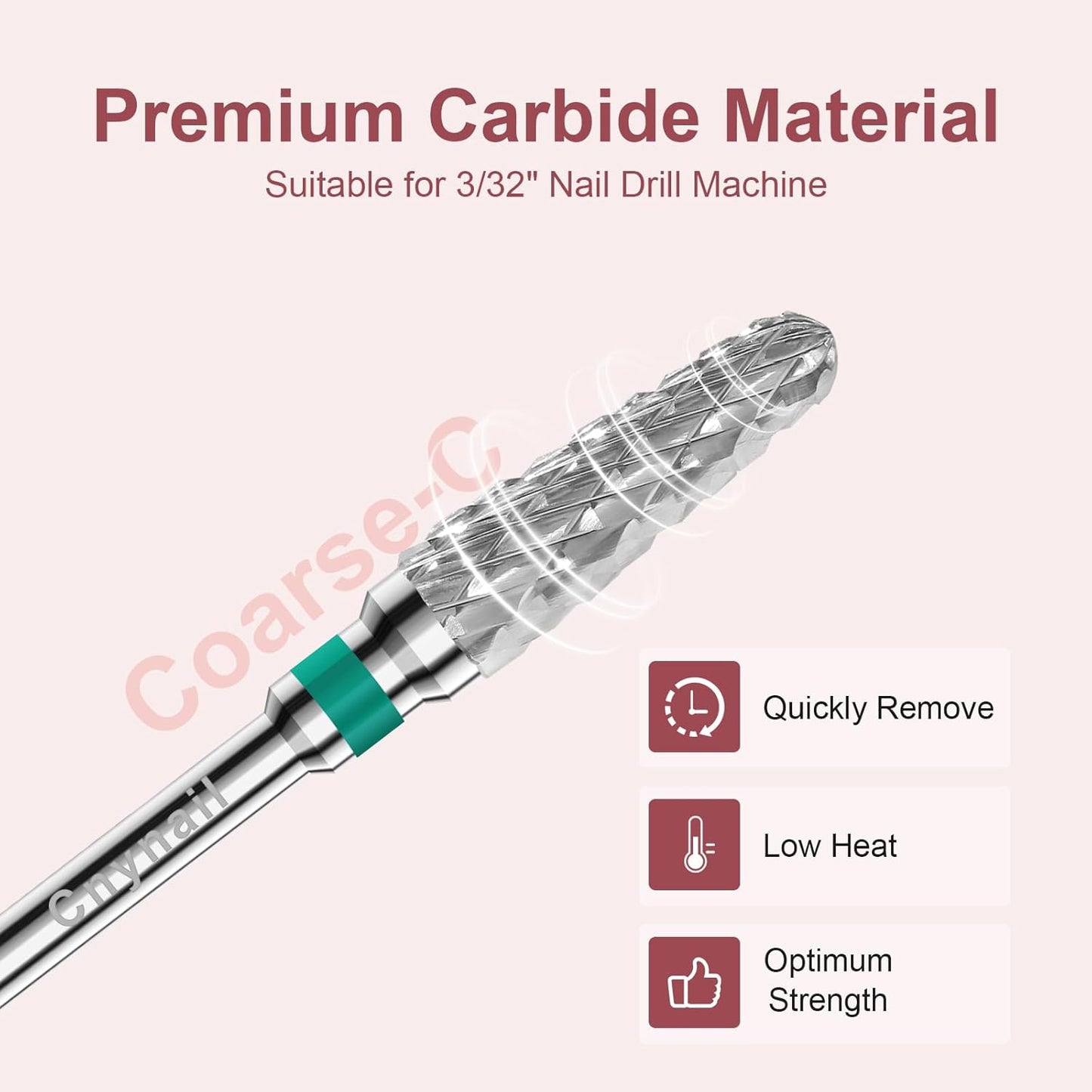 3/32" 2PCS Clean Cone Bits Coarse Grit Carbide Cuticle Cleaner Bit for Electric Nail Drills – Professional Manicure Tool for Nail Salons and Home Use (C Grit. Silver)