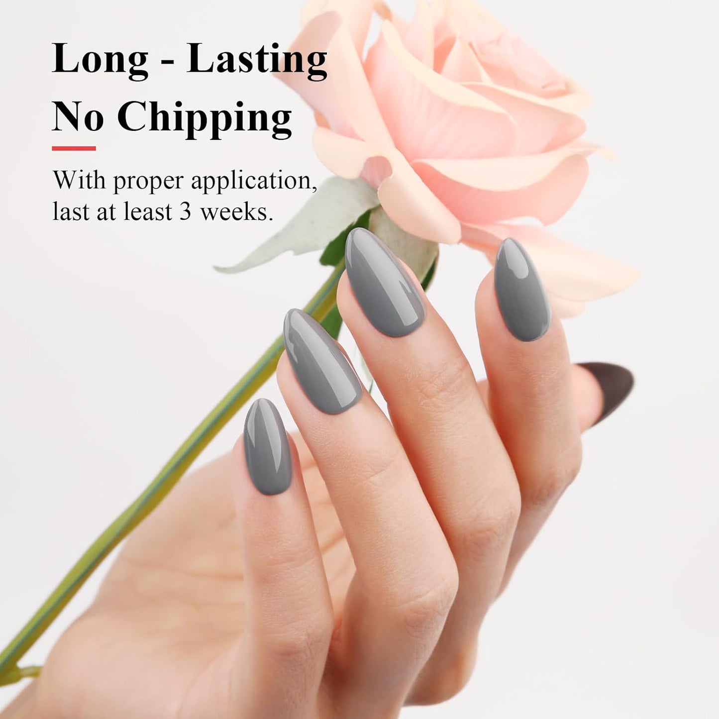 Imtiti Medium Grey Gel Polish, 0.5 Fl Oz, Soak Off LED UV Nail Gel Kit for Autumn Winter DIY Nail Art Manicure Salon