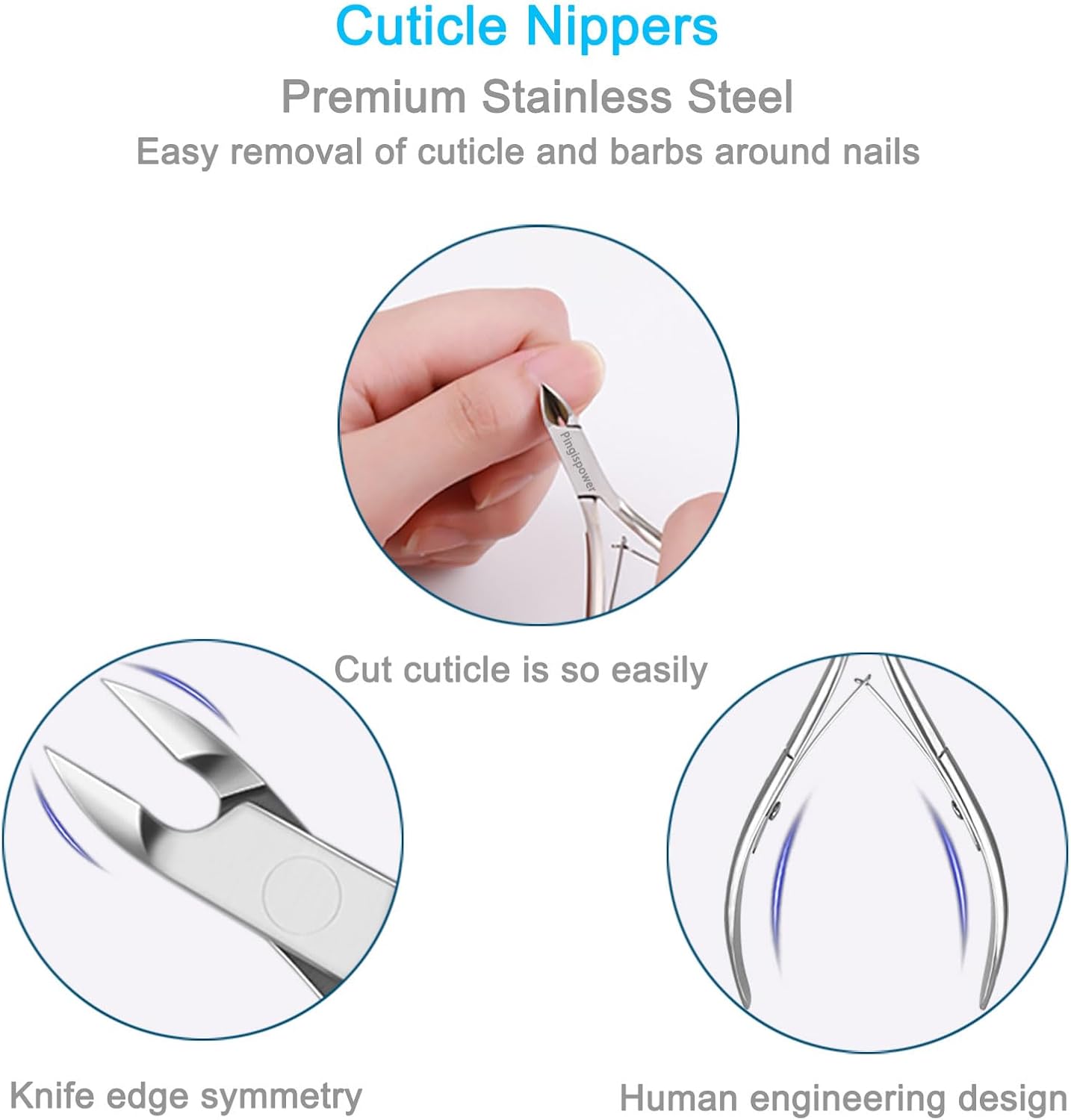 Cuticle Trimmer with Cuticle Pusher Set, 9PCS Professional Cuticle Nippers & Premium Stainless Steel Durable Cuticle Remover Tool Manicure Kit for Fingernails and Toenails