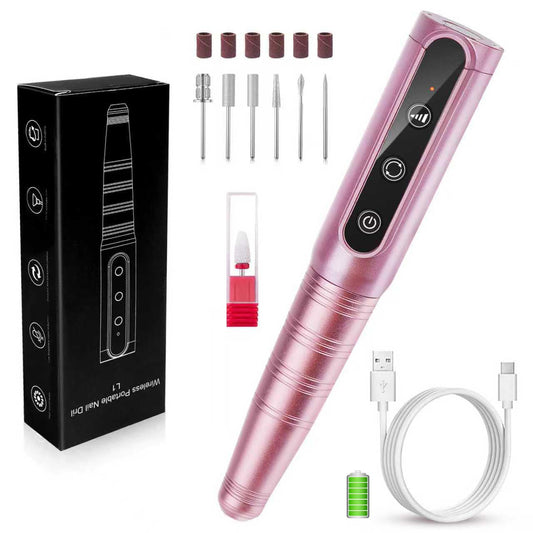 Cordless Nail Drill Kit Professional for Acrylic Gel Dip Powder Nails Portable Nail Drill Pedicure Manicure Tool Rechargeable Lightweight(Carmine)