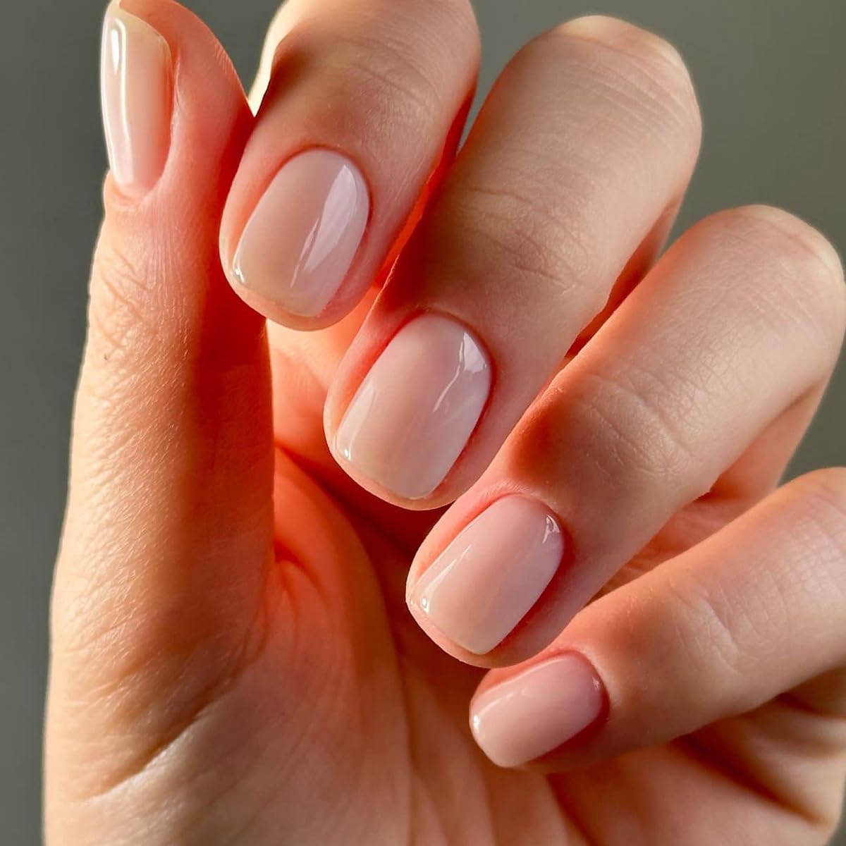 Press on Nails Short Square, Rosy Nude Fake Nails Kit, Fashion Glossy Acrylic Press on Nail, Natural Stick on Nail, Thick Reusable Glue on Nails Short Press On Nail for Women, 30Pcs