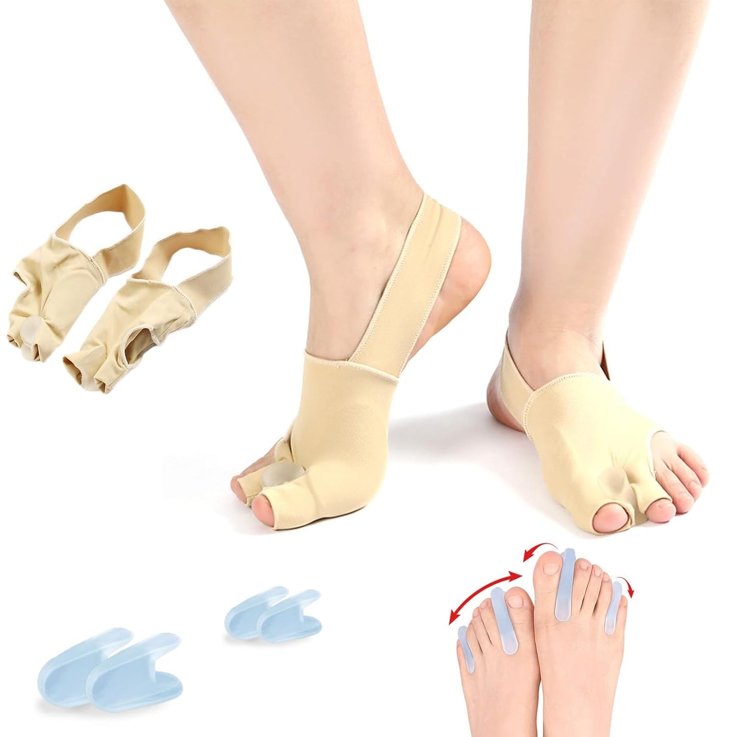 Bunion Corrector for Women and Men, Bunion Socks Sleeves Toe Corrector Comfortable & Breathable for Day/Night Support, Hallux Valgus Pain Relief Non-Slip Big Toe Straightener (Beige, Large(9-12))