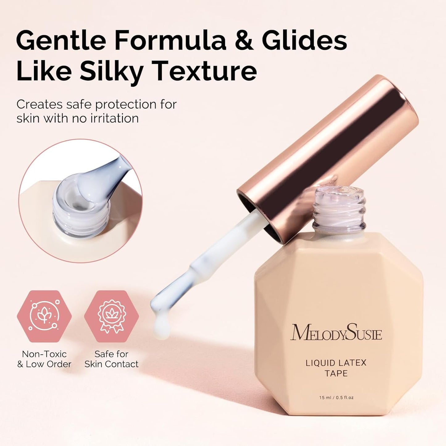 MelodySusie Liquid Latex for Nails, 15ml Peel off Fast Dry Cuticle Guard for Nail Polish with Plastic Nail Care Stick set, Skin Barrier Protector for Nail Art, Manicure Home DIY Salon, Gifts for Women