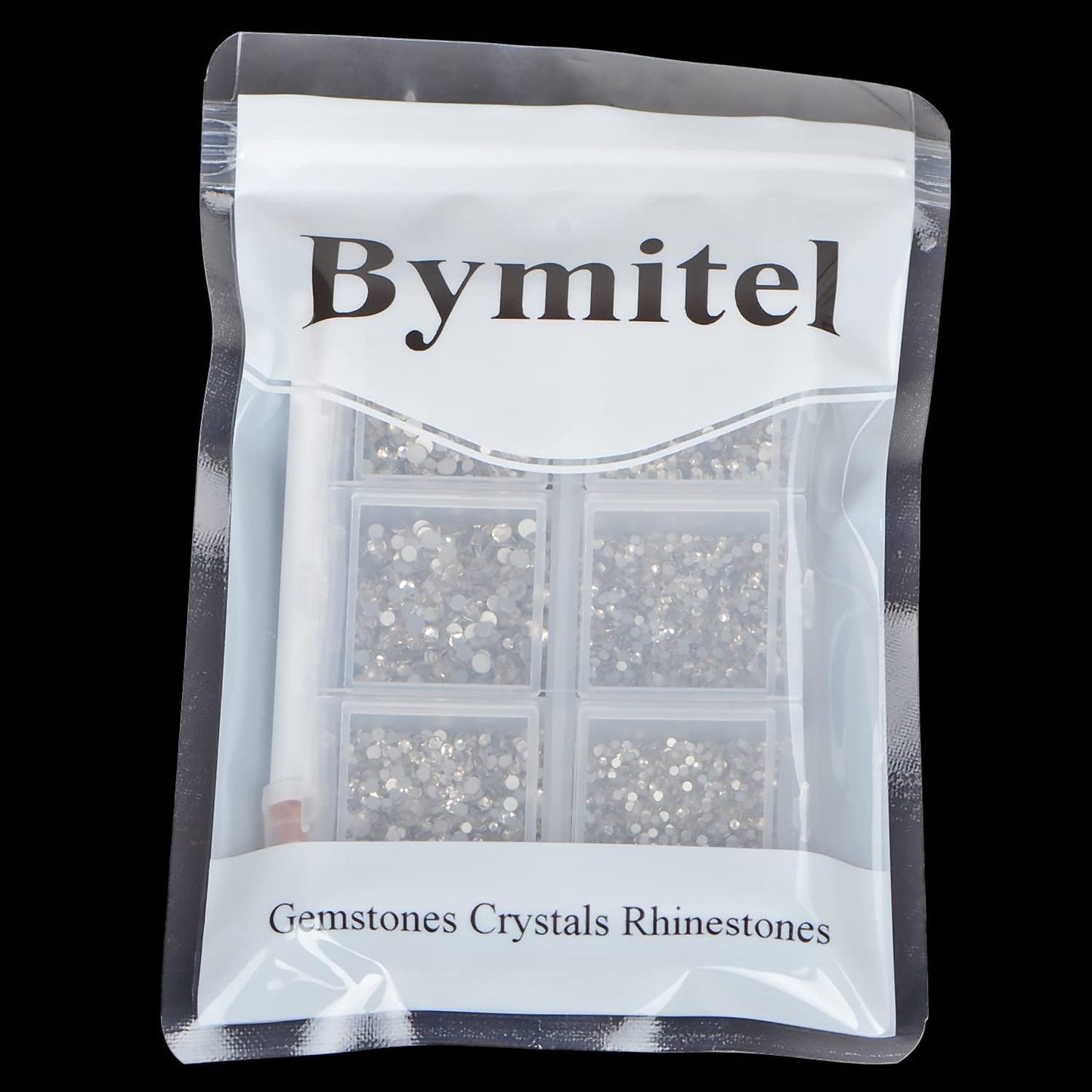 Bymitel 7200 Pieces 6 Mixed Sizes Glue Fix on Glass Rhinestones Round Crystal Gems Flatback for DIY Jewelry Making with one Picking Pen(6-Sizes 7200PCS, Clear Crystal)