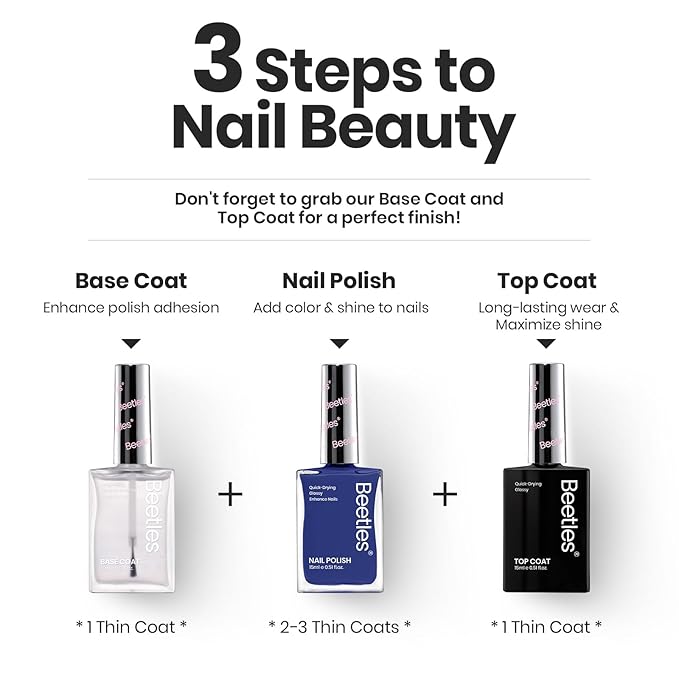 Beetles 4th Nail Polish Set - 6 Colors White Red Blue Nail Polish Kit Sparkle Glitter Fingernail, Quick Dry Long Lasting Beetles Midnight Fireworks Diy Nail Art Design Christmas Gifts for Women