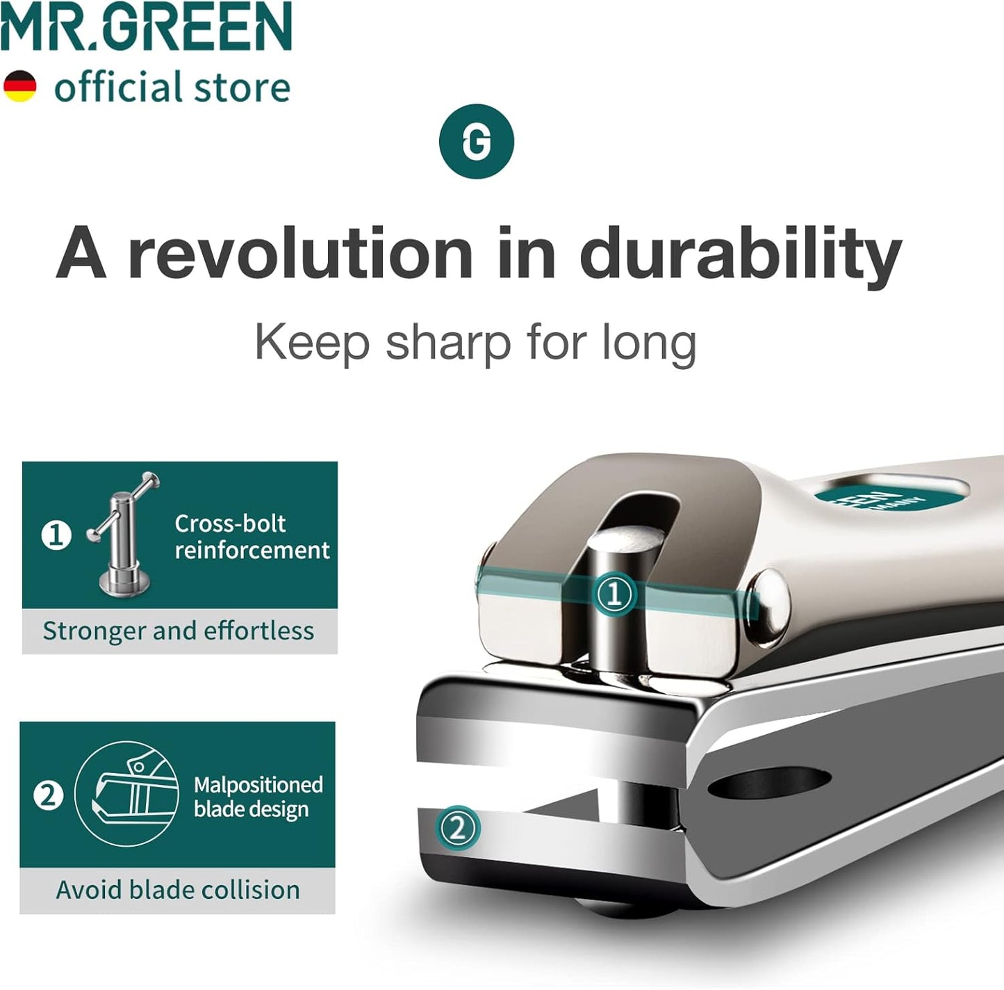 MR.GREEN Nail Clippers Curved Blades Fingernail Cut Nippers Manicure Scissors Stainless Steel Pedicure Tools (Large)