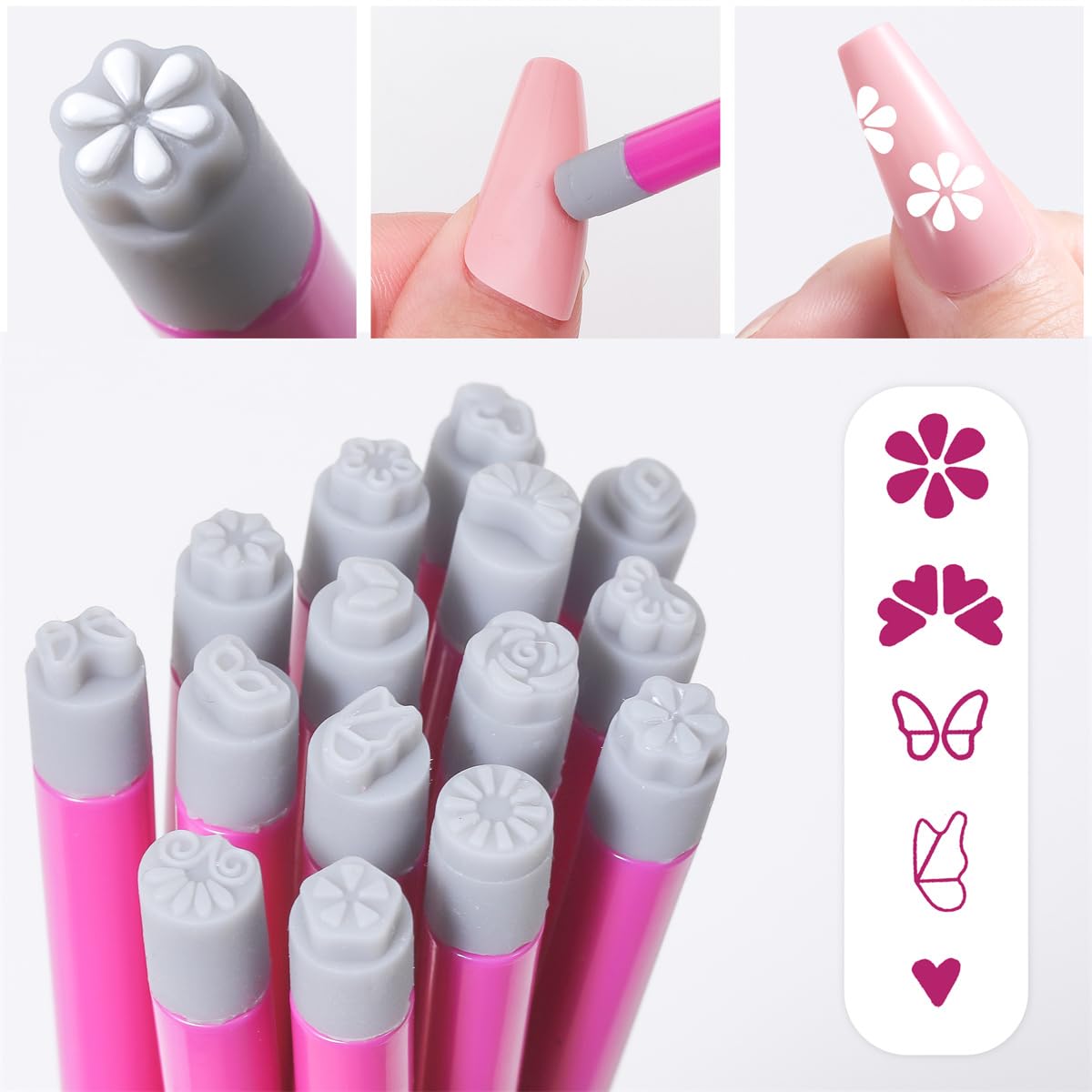 Nail Art Stamping Pen Set – Floral Nail Design Tools for Women and Girl, DIY Nail Doodles Kit – for Party and Homes Manicures – Available in 4, 6, 10, or 15 Pens (10 Pcs nail pen)