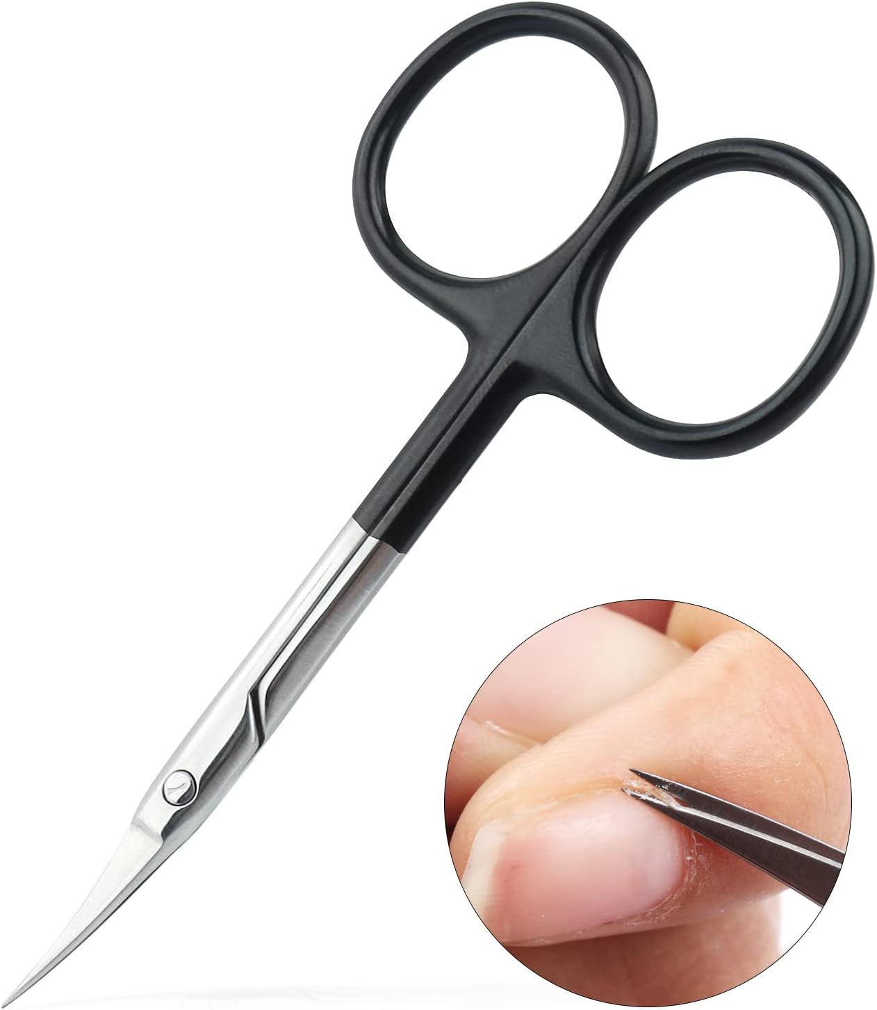 Qunzhao Cuticle Scissors for Women and Men Curved Stainless Steel with Tip Grooming Blades Manicure Nail for Dry Skin Nail Scissors (3)