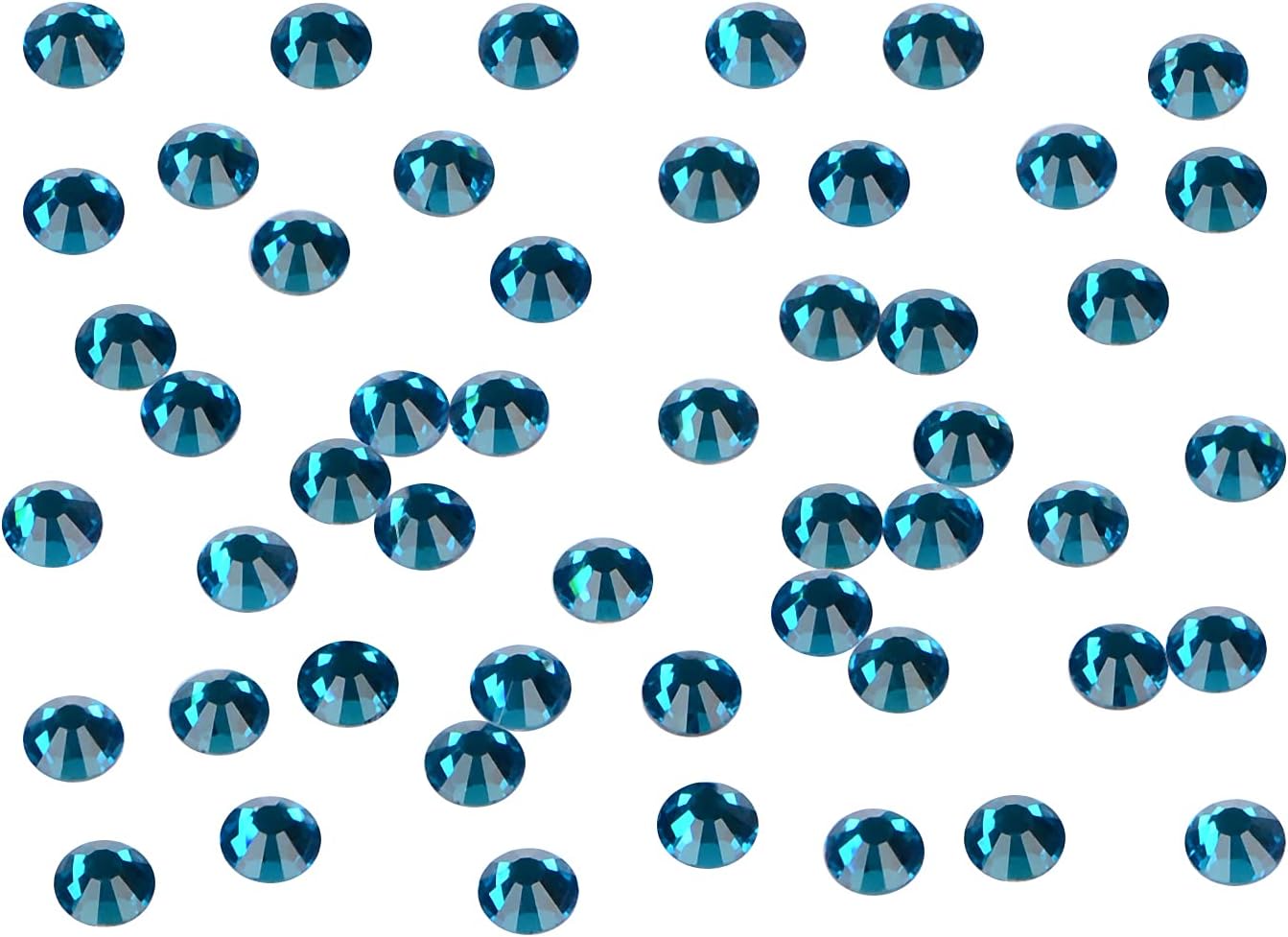 2880PCS Art Nail Rhinestones Non Hotfix Glue Fix Round Crystals Glass Flatback for DIY Jewelry Making with one Picking Pen (ss5 2880pcs, Blue Zircon)
