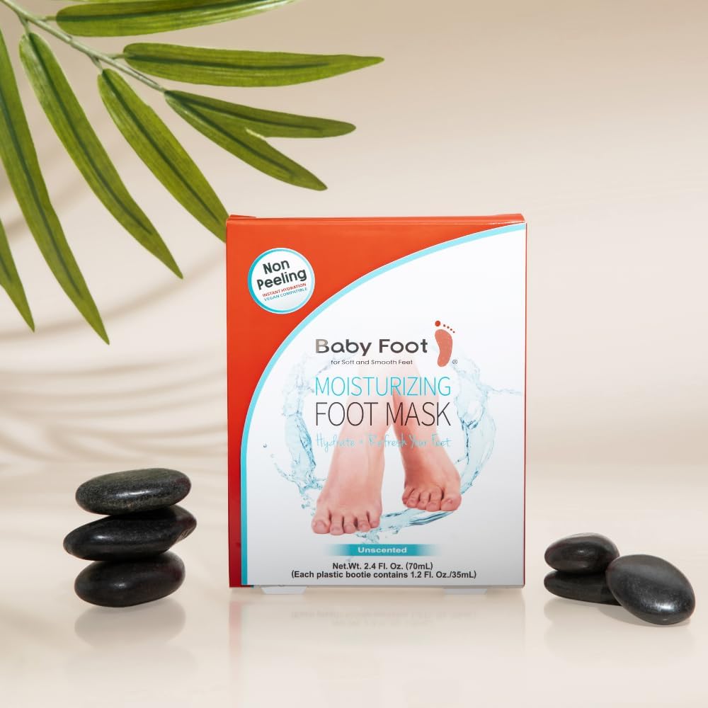 Baby Foot Unscented Non-Peel Moisturing Mask – Hydrate and Refesh in 15-Minute - No Pain Feet Treatment - For Men and Women - Smooth and rich moisturizer for Baby Soft Feet