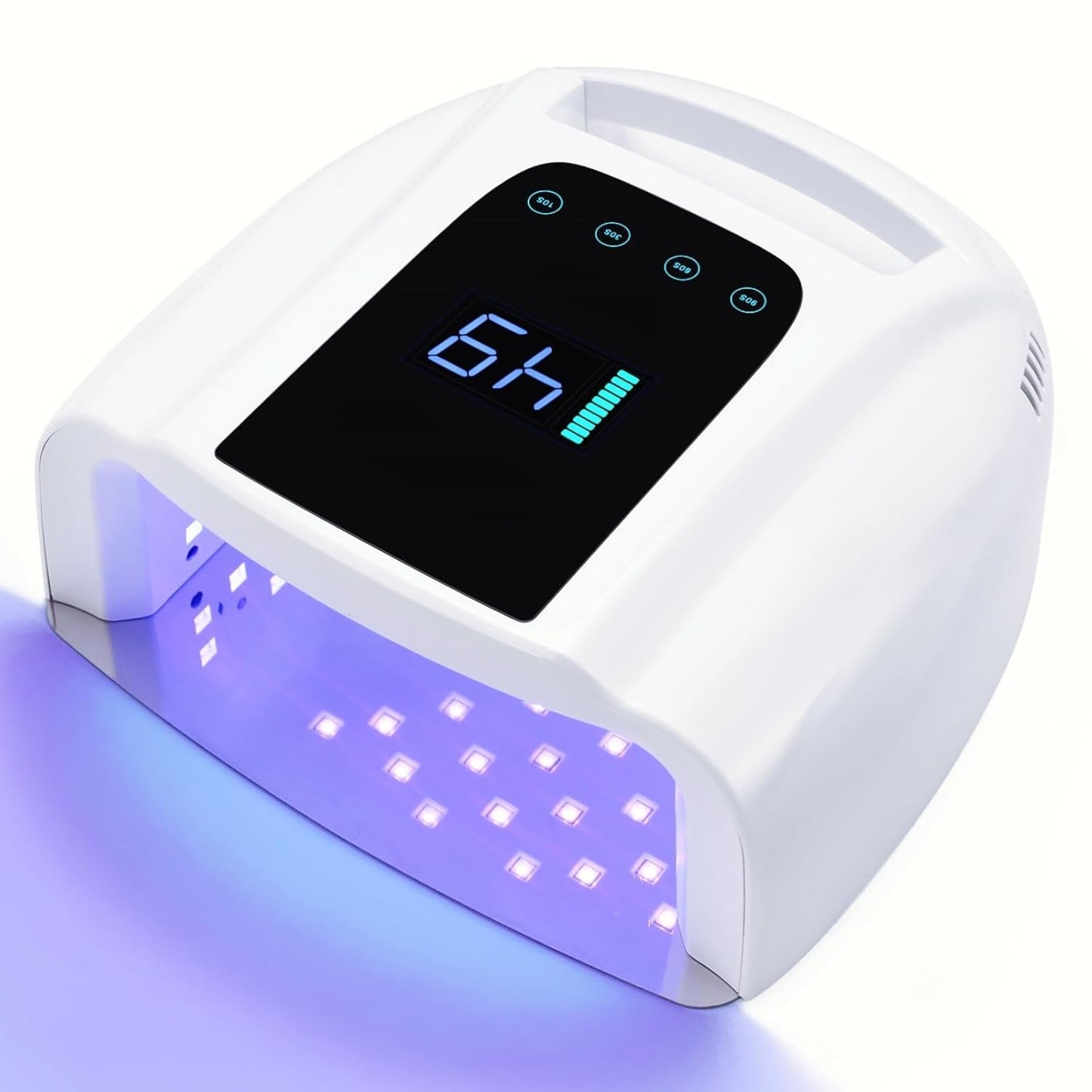 UV LED Nail Lamp 96W, Rechargeable UV Light for Gel Nails with Metal Base, Auto Sensor and 4 Timer Settings, Salon Quality UV Nail Light(White)