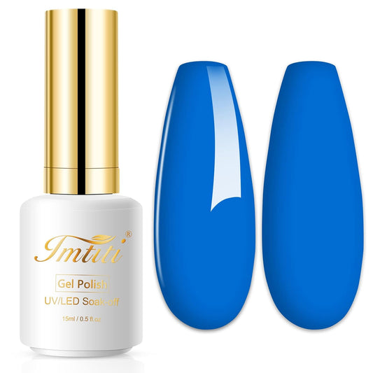 Imtiti Gel Nail Polish, 1 Pcs 0.5 Fl Oz Electric Blue Gel Polish Soak Off LED U V Nail Gel Polish Nail Polish DIY Nail Art Starter Manicure Salon Gel Nail Kit for Women Girls