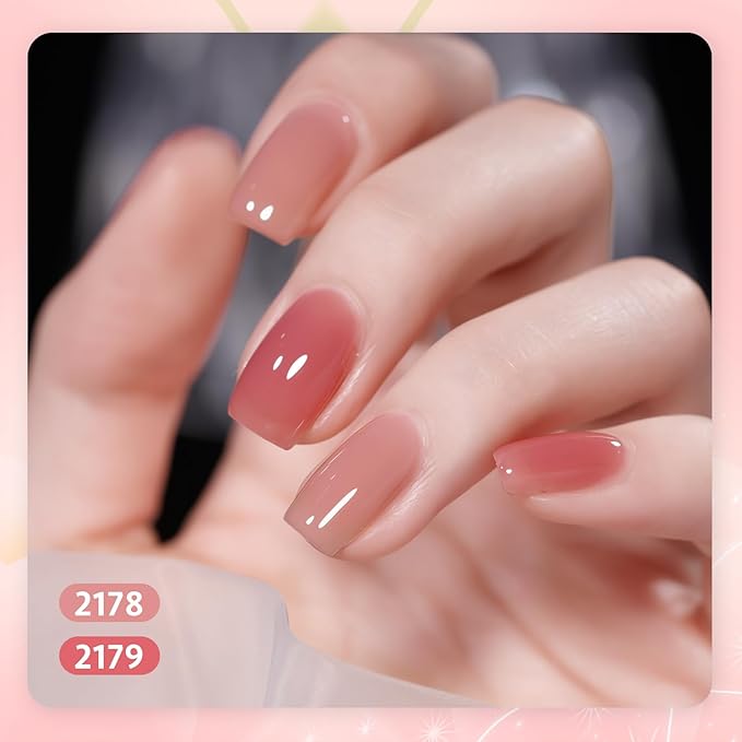 GAOY Nude Jelly Gel Nail Polish Set, 6 Colors Milky Pink Neutral Gel Kit for Salon and Nail Art DIY at Home