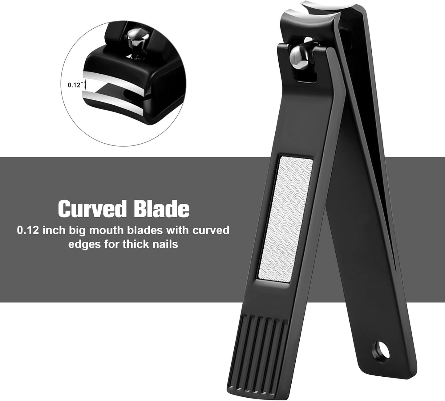 HAWATOUR Manicure Set Pedicure Kit, Heavy Duty Zinc Alloy Stainless Steel Fingernail Clippers Toenail Clippers Nail File with Tin Case, Premium Manicure Tools for Nail Care, Black