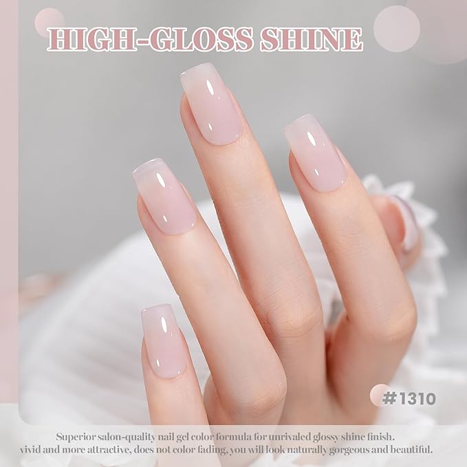 RARJSM Nude Gray Pale Pink Gel Nail Polish Neutral Skin Tone Sheer Jelly Gelpolish 1PC 15ml Single Bottle Creamy Transparent Natural Nudegel Polish Soak off Cured for Home Salon French Manicure