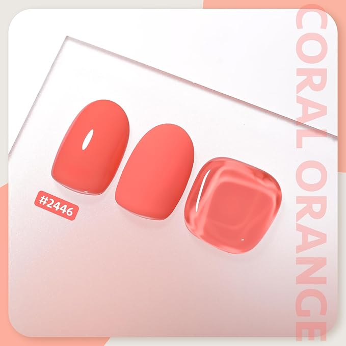 GAOY Orange Gel Nail Polish, 16ml Soak Off Gel Polish, UV Light Cure for Nail Art DIY Manicure at Home, 2446 Coral Orange