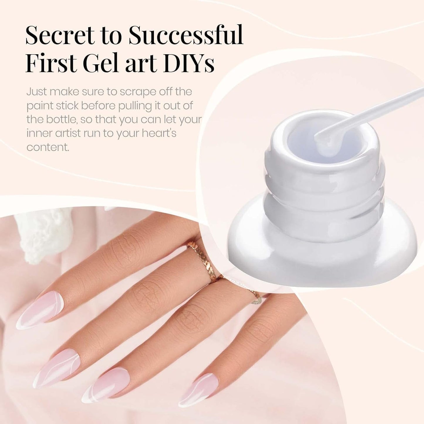 beetles Gel Polish Swirl Nail Art White Gel Liner Nail Polish 1 pcs 7ml Classic White Color Nails Art Paint for Thin French Tip Line Soak off Uv Lamp Manicure Salon