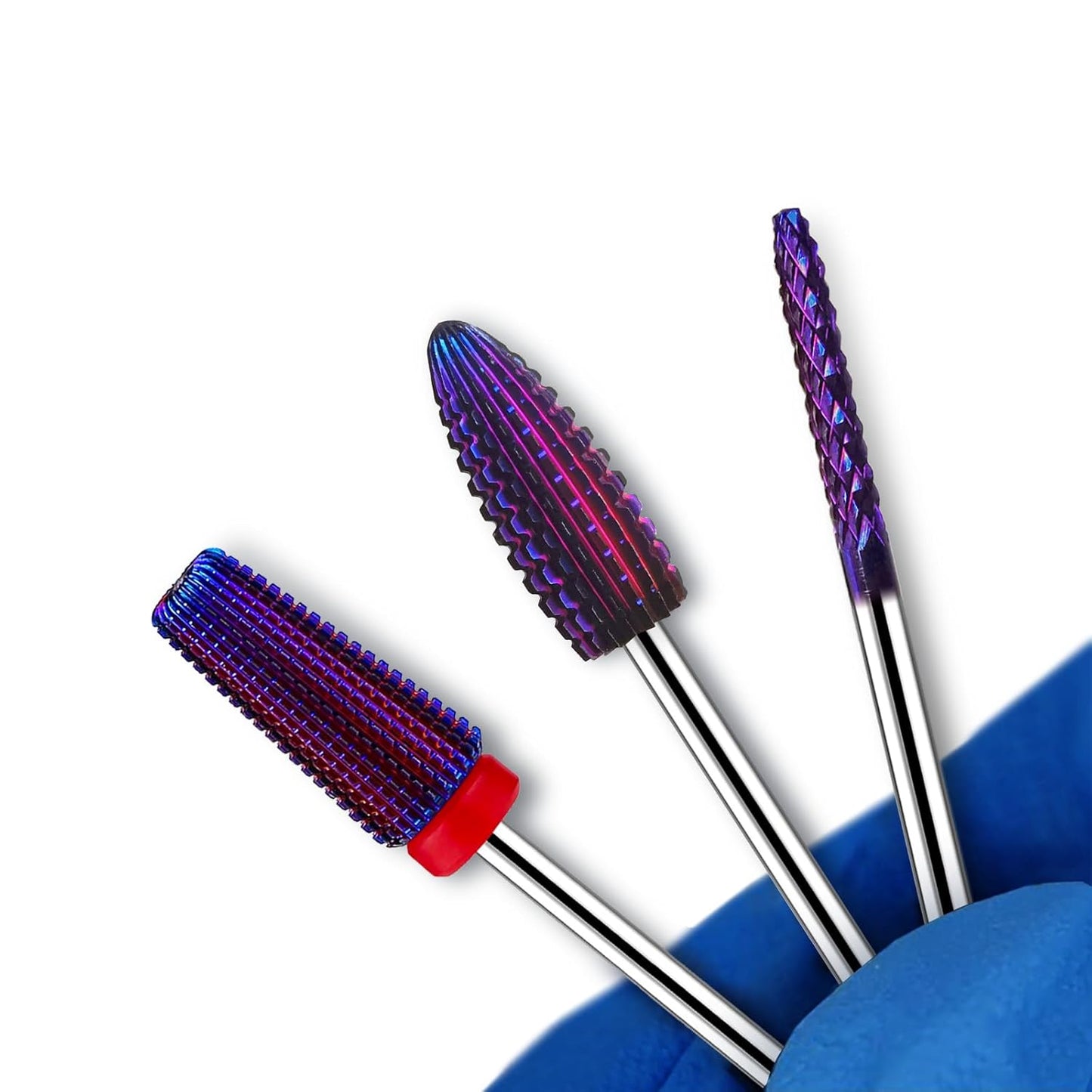 Nail Drill Bits, CORFULRA 5 in 1 Nail Drill Bit Tornado Nail Drill Bit Tungsten Carbide Cuticle Bit, Professional 3pcs Drill Bits for Nails,Acrylic Gel Remover,Under Nail Cleaner Callus Clean, Purple