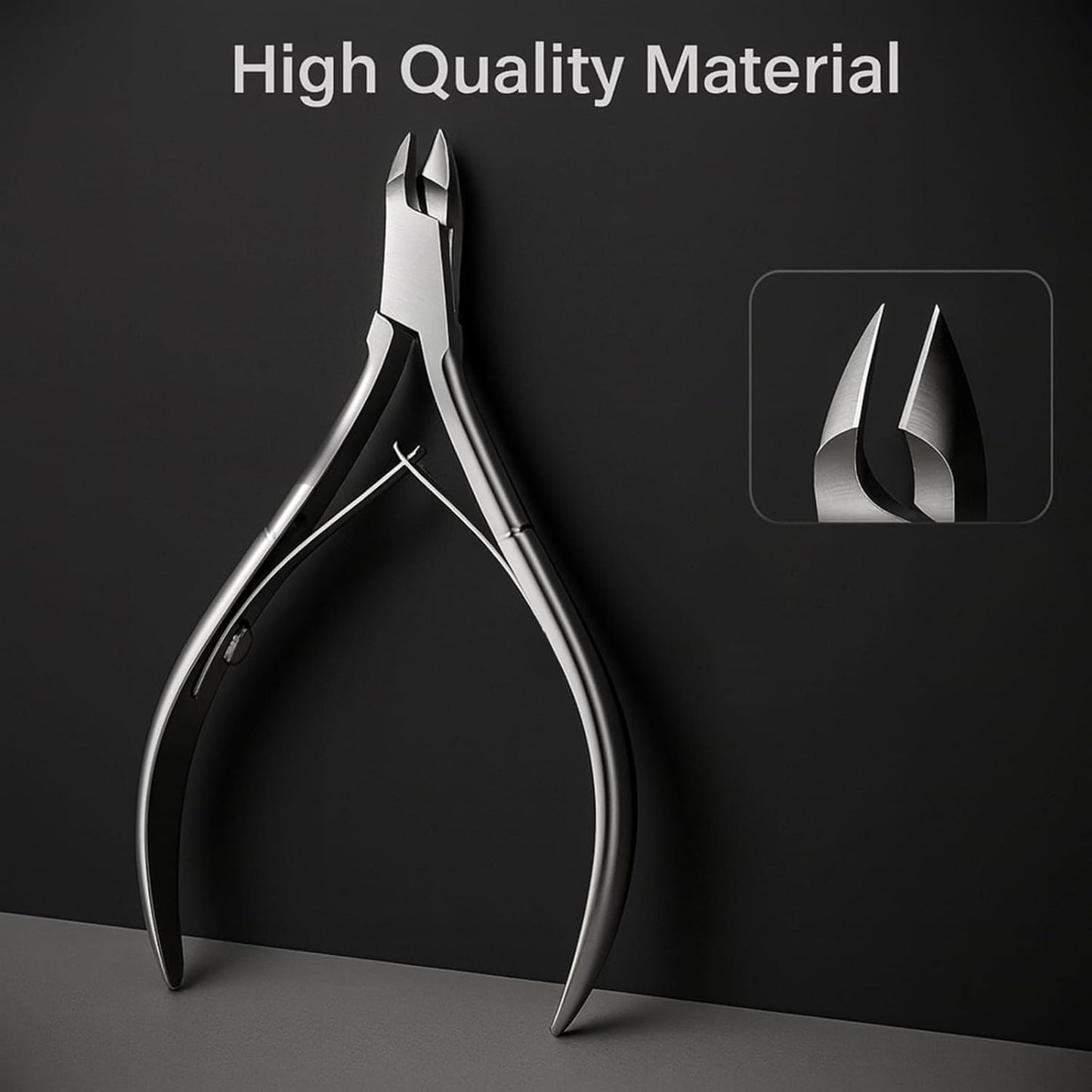 UM Supplies Cuticle Nipper with 2 Pushers and Nail Cutter 4 Pieces Travel Set Stainless Steel | Manicure Pedicure Tool for Nail Care 1/2 Jaw 14 (5mm) Double Spring