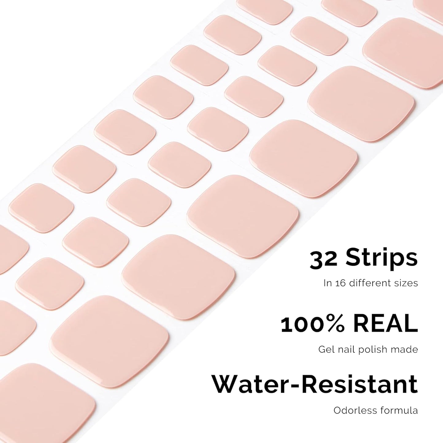 NAILOG Semi Cured Gel Nail Strips, Toe Nail Polish Strips with Glossy Gel Finishing | Buy 3 Get 1 UV Lamp| 32 Pieces Long Lasting Pedi Stickers | Dusty Rose